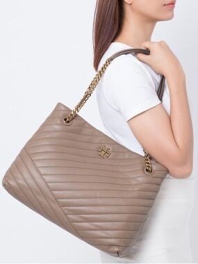 Tory Burch Kira Chevron Leather Quilted Tote Bag